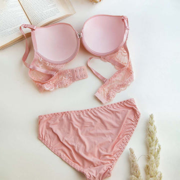 Solid Colour Pushup Underwired Bra and Matching Panty